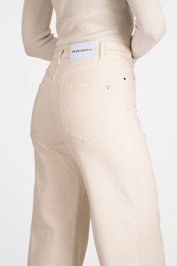 Sartoria Tramarossa PANTALONE VIOLA WIDE LEG IN BULL DI COTONE BEIGE Nuovo