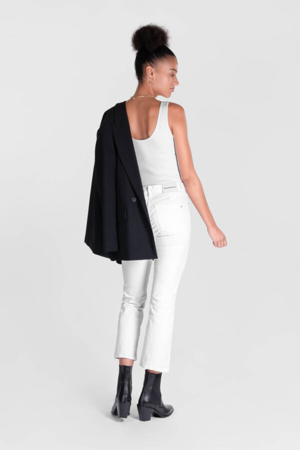 Sartoria Tramarossa PANTALONE MONICA FLARE CUT FLARE IN BULL DI COTONE BIANCO Promozione Limitata