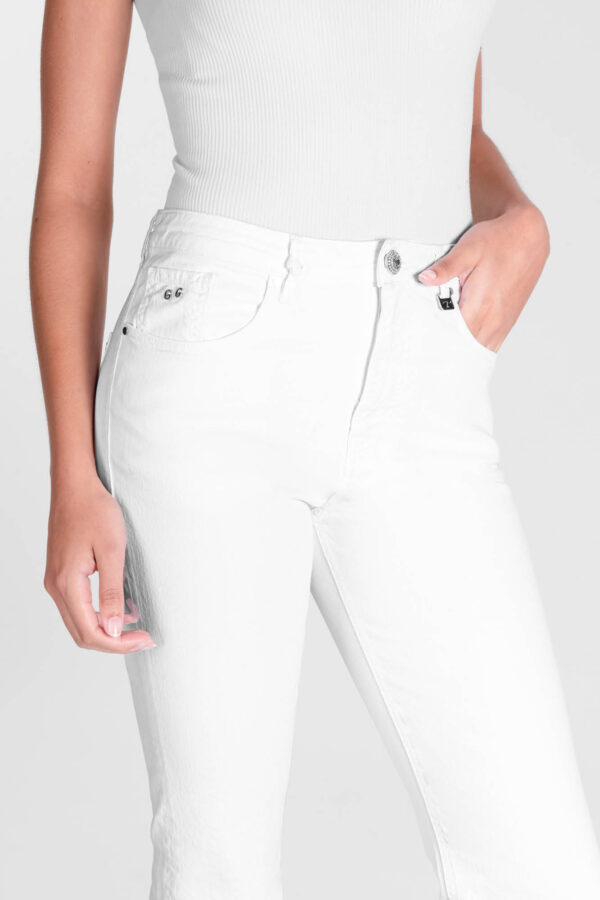Sartoria Tramarossa PANTALONE MONICA FLARE CUT FLARE IN BULL DI COTONE BIANCO Promozione Limitata