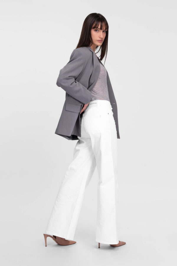 Sartoria Tramarossa JEANS MONICA WIDE WIDE LEG IN BULL DI COTONE BIANCO Affare Del Giorno
