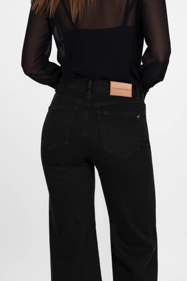 Sartoria Tramarossa JEANS MONICA WIDE WIDE LEG IN DENIM NERO Prezzo Ridotto