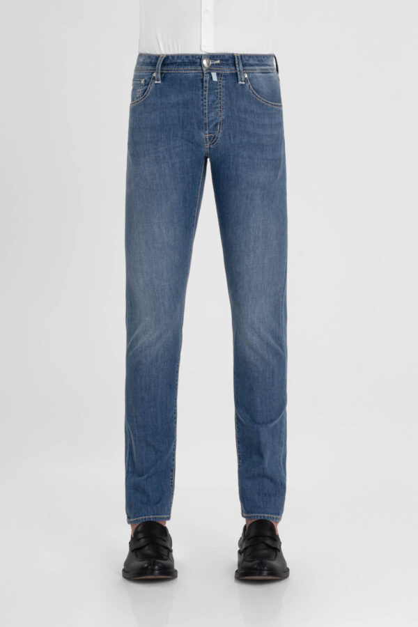 Sartoria Tramarossa JEANS MICHELANGELO ZIP REGULAR IN DENIM SUPER LEGGERO BLU MEDIO Offerte