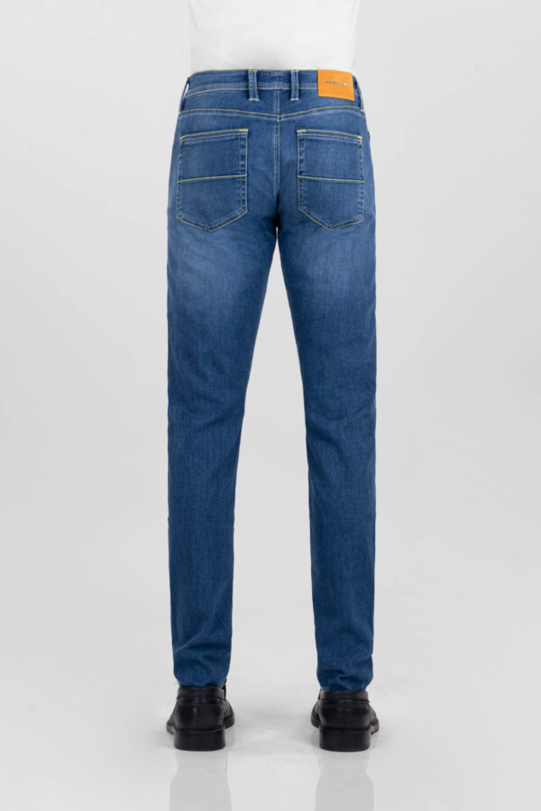 Sartoria Tramarossa MICHELANGELO ZIP SS SLIM MEDIUM BLUE STRETCH DENIM JEANS Saldi Di Fabbrica