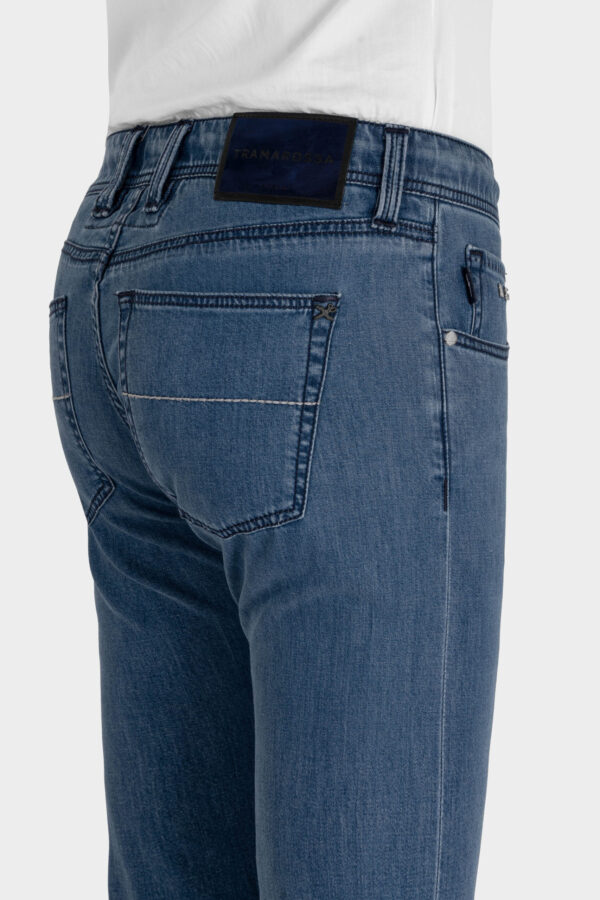 Sartoria Tramarossa JEANS MICHELANGELO ZIP REGULAR IN DENIM SETA BLU MEDIO Nuova