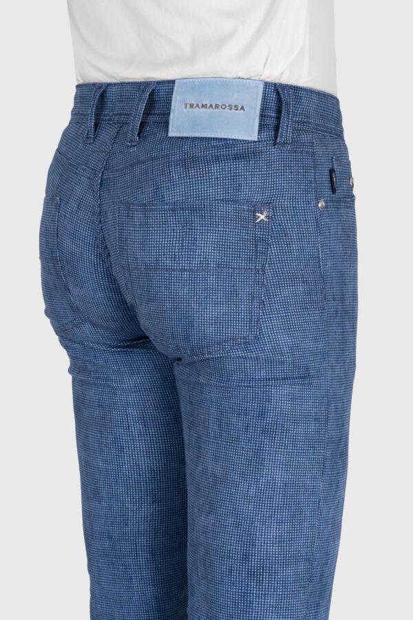 Sartoria Tramarossa PANTALONE MICHELANGELO ZIP REGULAR IN DENIM STAMPATO BLU MEDIO Moda