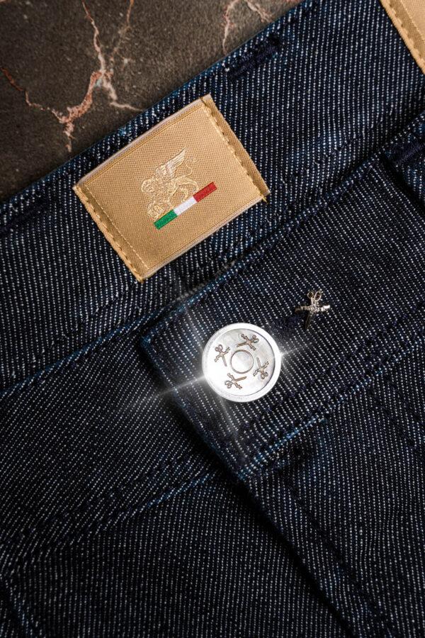 Sartoria Tramarossa JEANS LEONARDO ZIP REGULAR IN DENIM LIZARD MADREPERLA BLU SCURO Italy
