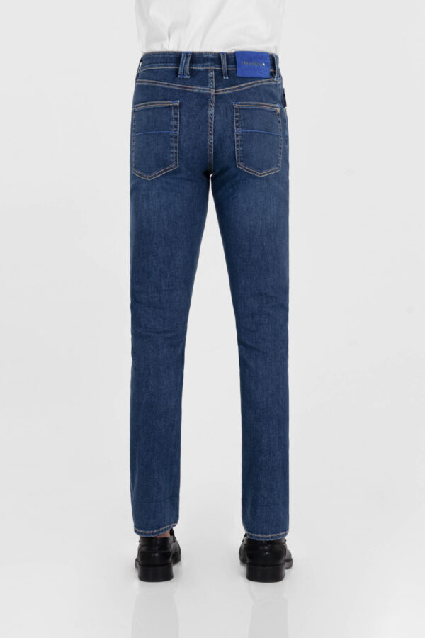 Sartoria Tramarossa JEANS LEONARDO ZIP SS SLIM IN DENIM CON STAMPA INTERNA BLU SCURO In Linea