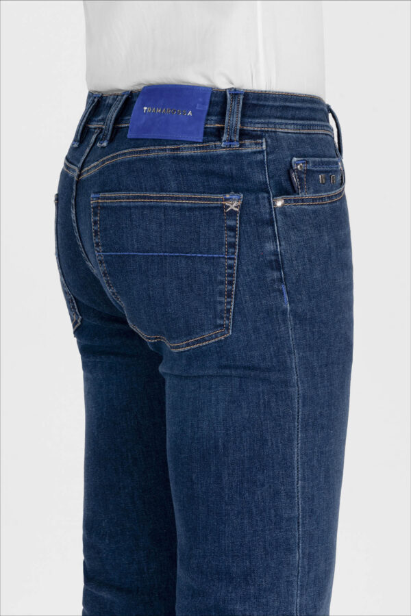 Sartoria Tramarossa JEANS LEONARDO ZIP SS SLIM IN DENIM CON STAMPA INTERNA BLU SCURO In Linea