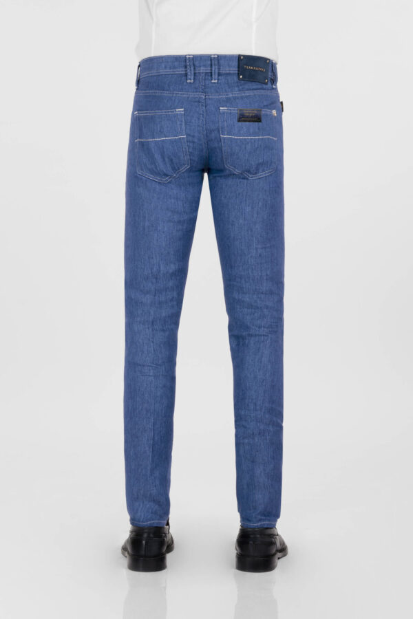Sartoria Tramarossa PANTALONE LEONARDO BUTTONS REGULAR IN LINO BLU MEDIO Qualità