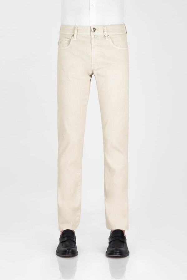 Sartoria Tramarossa JEANS MICHELANGELO REGULAR IN DENIM LINO BEIGE Promozione