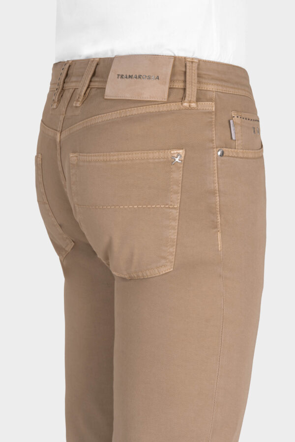 Sartoria Tramarossa PANTALONE LEONARDO BUTTONS REGULAR IN BULL DI COTONE BEIGE Spedizione Gratuita