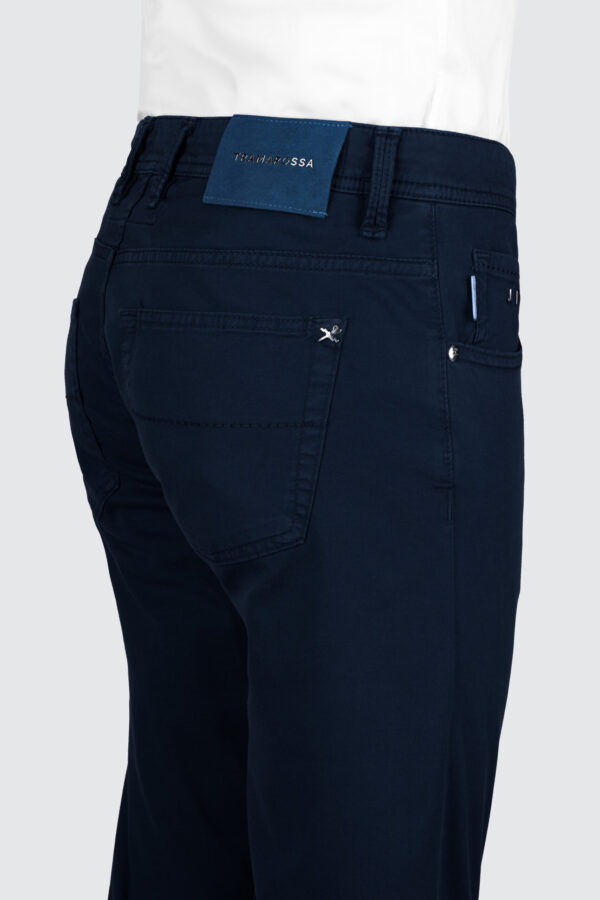 Sartoria Tramarossa PANTALONE LEONARDO BUTTONS REGULAR IN BULL DI COTONE BLU SCURO Pezzi Unici