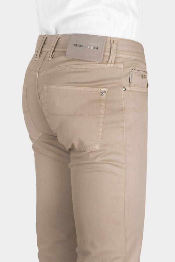 Sartoria Tramarossa PANTALONE LEONARDO BUTTONS REGULAR IN GABARDINA LEGGERA DI COTONE STRETCH BEIGE Acquista Ora