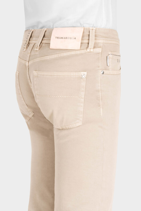 Sartoria Tramarossa PANTALONE LEONARDO BUTTONS REGULAR IN GABARDINA LEGGERA DI COTONE STRETCH BEIGE Consegna Veloce