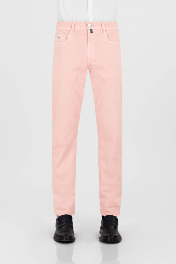 Sartoria Tramarossa PANTALONE MICHELANGELO ZIP SS REGULAR IN GABARDINA DI COTONE STRETCH ROSA Shopping Online