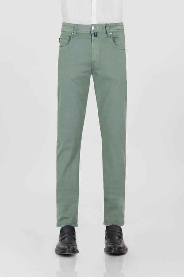 Sartoria Tramarossa PANTALONE MICHELANGELO ZIP SS REGULAR IN GABARDINA DI COTONE STRETCH VERDE Affare Del Giorno