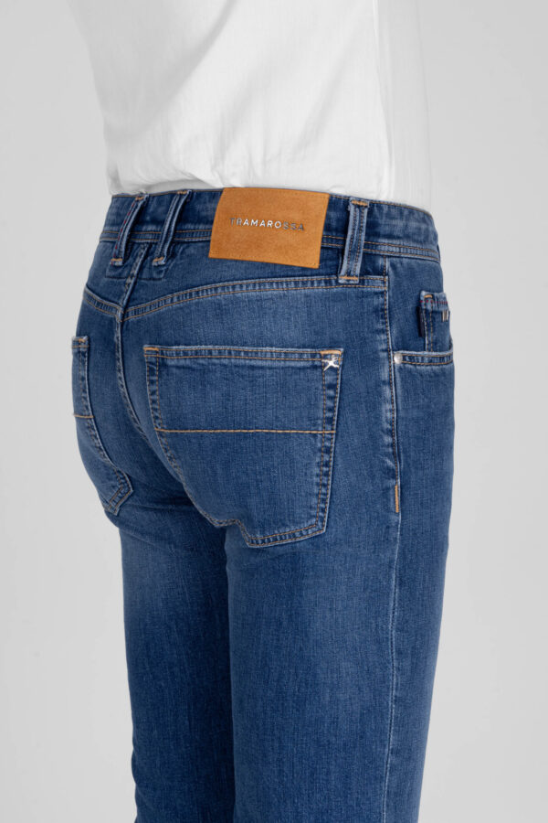 Sartoria Tramarossa JEANS LEONARDO BUTTONS REGULAR IN DENIM BLU MEDIO Prezzo Ridotto