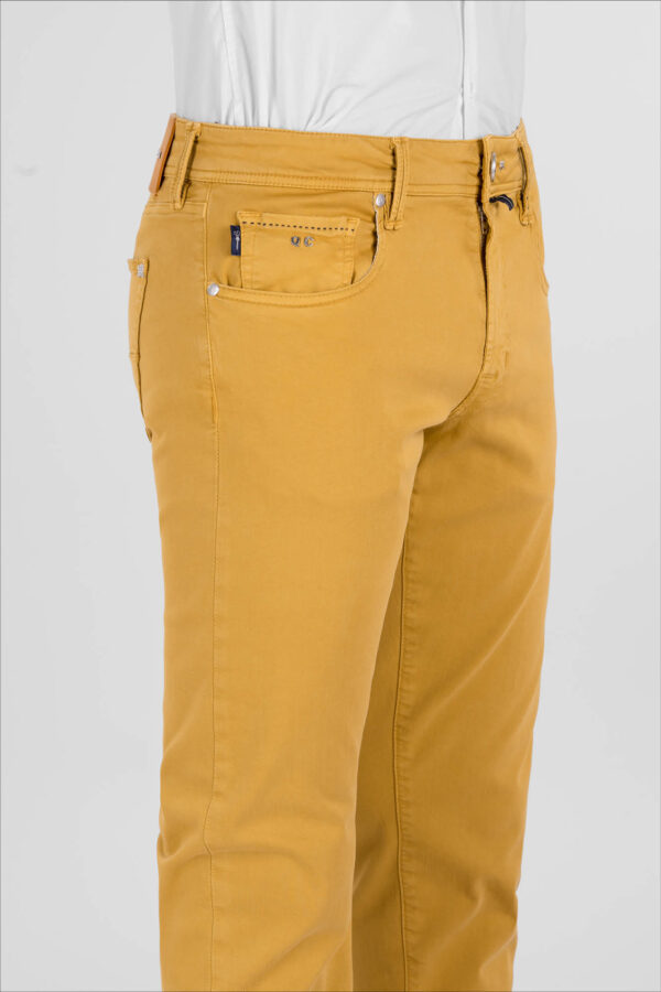 Sartoria Tramarossa PANTALONE LEONARDO ZIP SS SLIM IN GABARDINA DI COTONE STRETCH GIALLO In Vendita