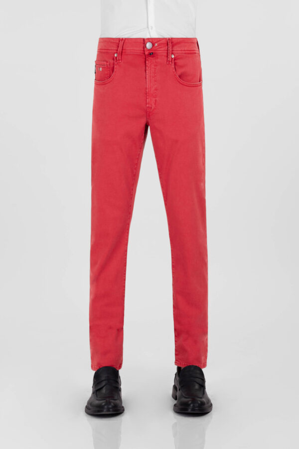 Sartoria Tramarossa PANTALONE LEONARDO ZIP SS SLIM IN GABARDINA DI COTONE STRETCH ROSSO Italy