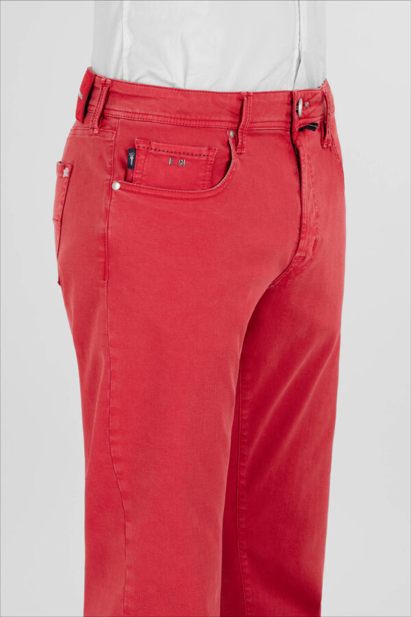 Sartoria Tramarossa PANTALONE LEONARDO ZIP SS SLIM IN GABARDINA DI COTONE STRETCH ROSSO Italy
