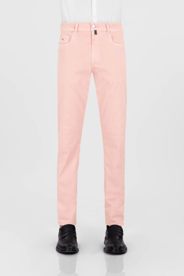 Sartoria Tramarossa PANTALONE LEONARDO ZIP SS SLIM IN GABARDINA DI COTONE STRETCH ROSA Offerte