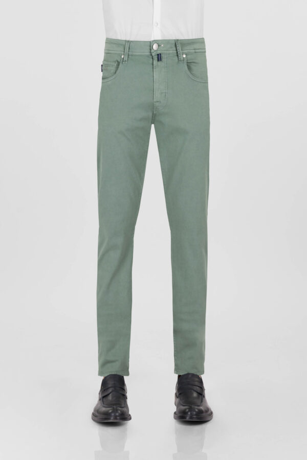 Sartoria Tramarossa PANTALONE LEONARDO ZIP SS SLIM IN GABARDINA DI COTONE STRETCH VERDE Hotsell