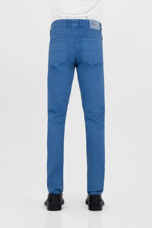 Sartoria Tramarossa PANTALONE LEONARDO ZIP SS SLIM IN GABARDINA DI COTONE STRETCH BLU MEDIO Vendita Calda