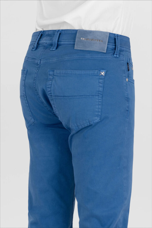 Sartoria Tramarossa PANTALONE LEONARDO ZIP SS SLIM IN GABARDINA DI COTONE STRETCH BLU MEDIO Vendita Calda