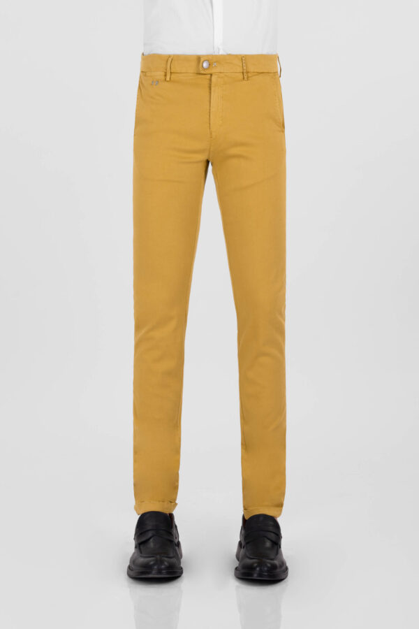 Sartoria Tramarossa PANTALONE LUIS SLIM IN GABARDINA LEGGERA DI COTONE STRETCH GIALLO Saldi Di Fabbrica