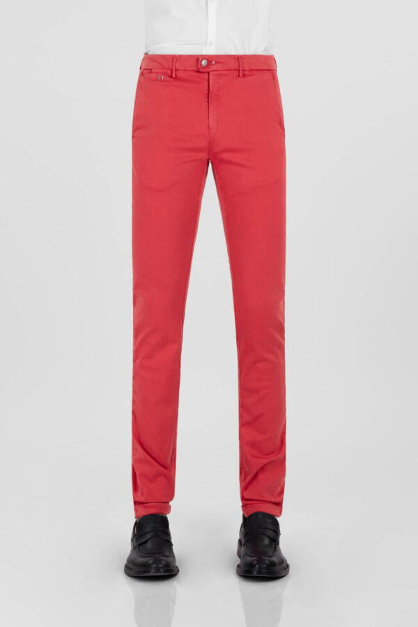 Sartoria Tramarossa PANTALONE LUIS SLIM IN GABARDINA LEGGERA DI COTONE STRETCH ROSSO I Più Venduti