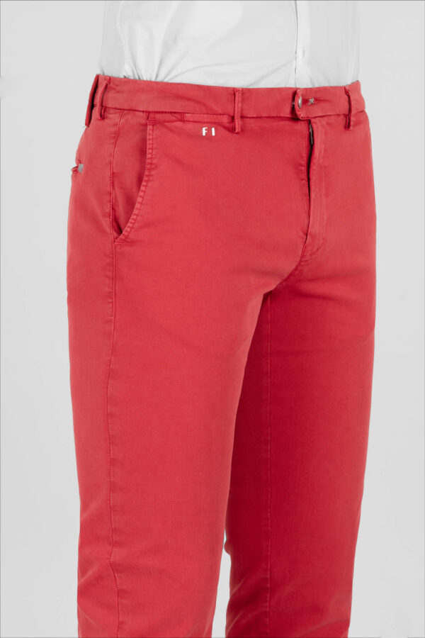 Sartoria Tramarossa PANTALONE LUIS SLIM IN GABARDINA LEGGERA DI COTONE STRETCH ROSSO I Più Venduti