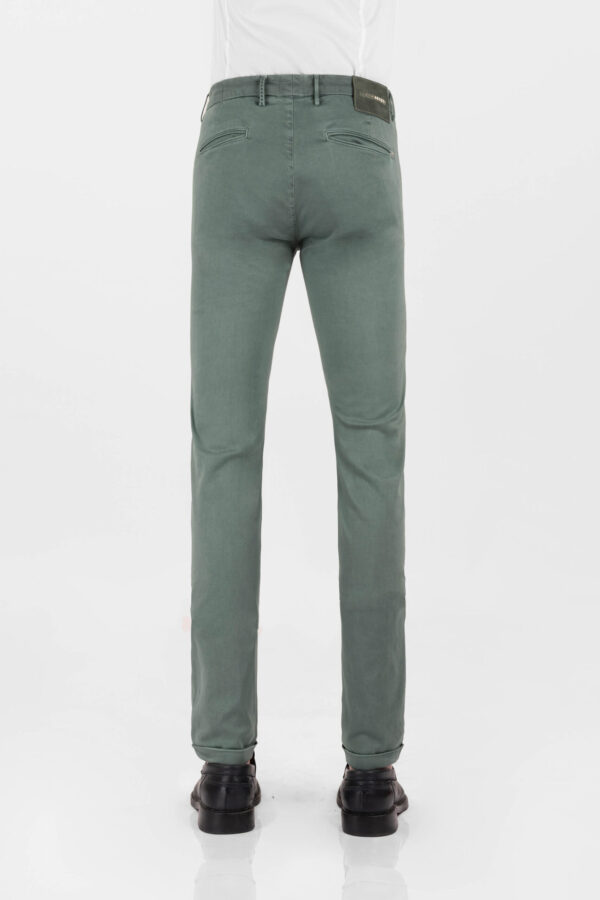 Sartoria Tramarossa PANTALONE LUIS SLIM IN GABARDINA LEGGERA DI COTONE STRETCH VERDE Vendite Flash