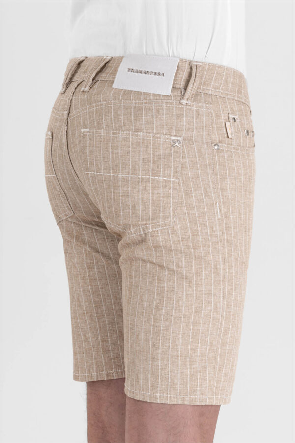 Sartoria Tramarossa PANTALONE ASCANIO CORTO IN DENIM STAMPATO BEIGE Moda
