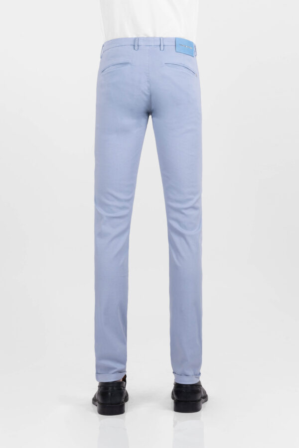 Sartoria Tramarossa PANTALONE LUIS SLIM IN GABARDINA LEGGERA DI COTONE CON STAMPA ESTERNA STRETCH BLU CHIARO 2025