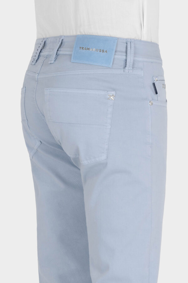 Sartoria Tramarossa PANTALONE MICHELANGELO ZIP SS REGULAR IN GABARDINA DI COTONE CON STAMPA ESTERNA BLU CHIARO Italy