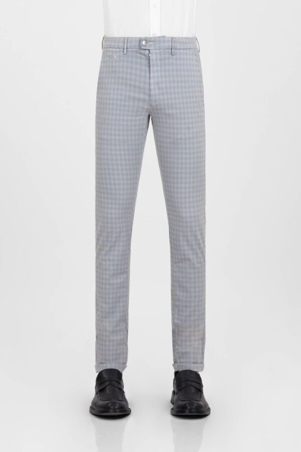 Sartoria Tramarossa PANTALONE LUIS SLIM IN GABARDINA LEGGERA DI COTONE CON STAMPA ESTERNA STRETCH GRIGIO Italia
