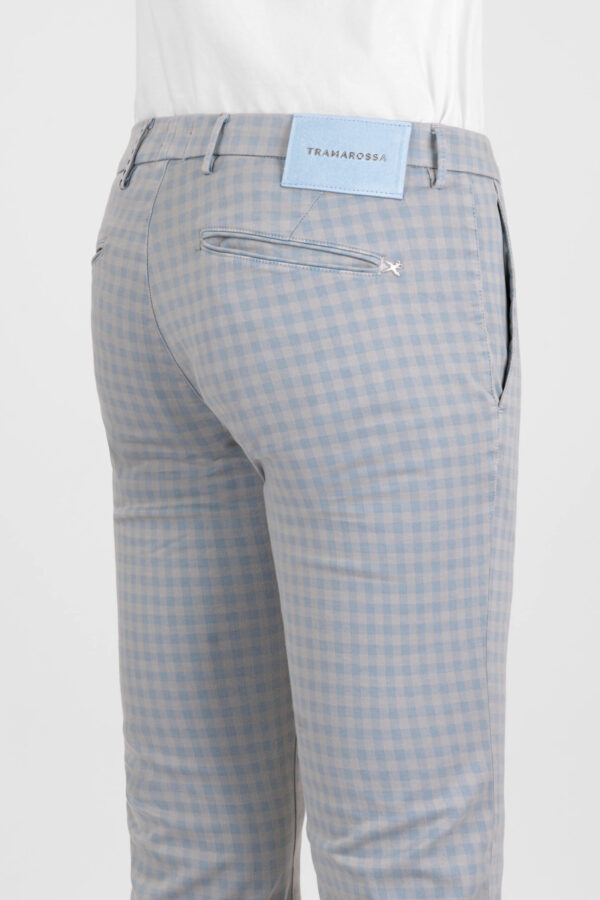 Sartoria Tramarossa PANTALONE LUIS SLIM IN GABARDINA LEGGERA DI COTONE CON STAMPA ESTERNA STRETCH GRIGIO Italia