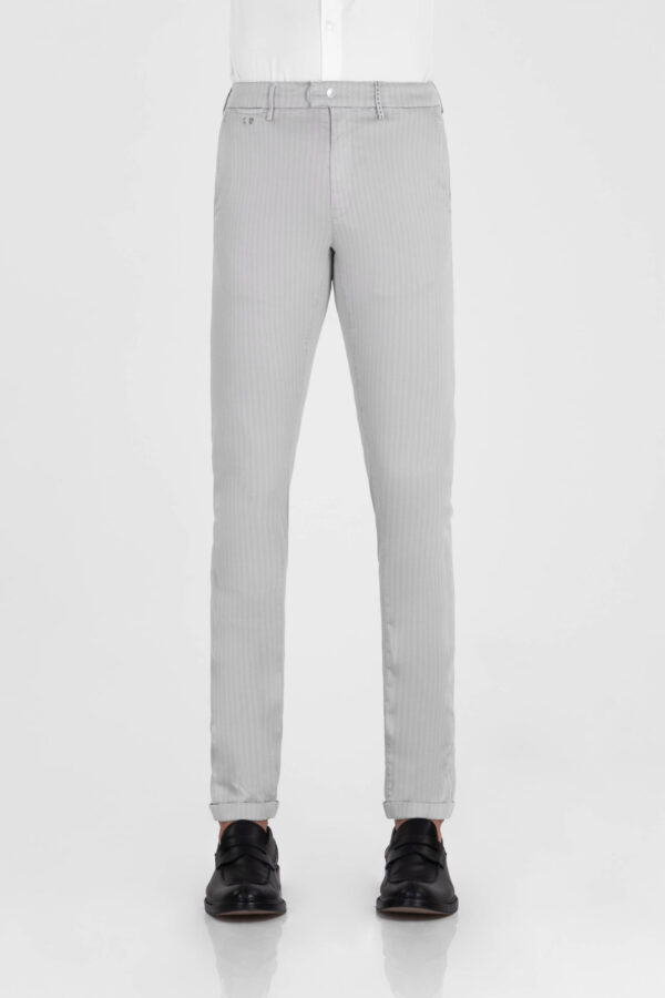 Sartoria Tramarossa PANTALONE LUIS SLIM IN GABARDINA LEGGERA DI COTONE CON STAMPA ESTERNA STRETCH GRIGIO 2025