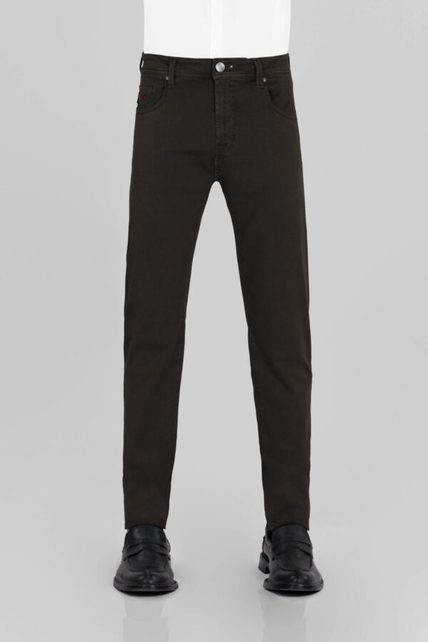 Sartoria Tramarossa PANTALONE LEONARDO ZIP SS SLIM IN GABARDINA LEGGERA STRETCH MARRONE In Linea