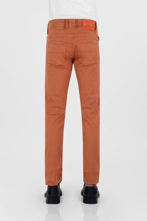 Sartoria Tramarossa PANTALONE LEONARDO ZIP SS SLIM IN GABARDINA DI COTONE STRETCH ARANCIONE Nuovo