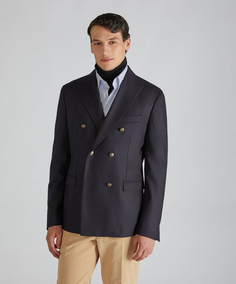 Slowear Giacca doppiopetto slim fit in flanella di lana e cashmere Offerta