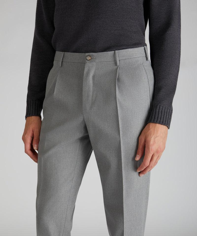 Slowear Pantalone tapered fit in twill di cotone e lana Offerta