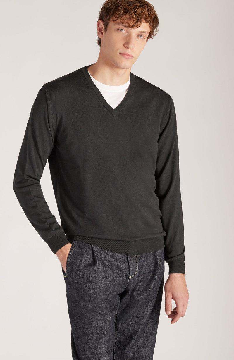Slowear Maglia scollo a V slim fit in Flexwool certificato Vendita Calda