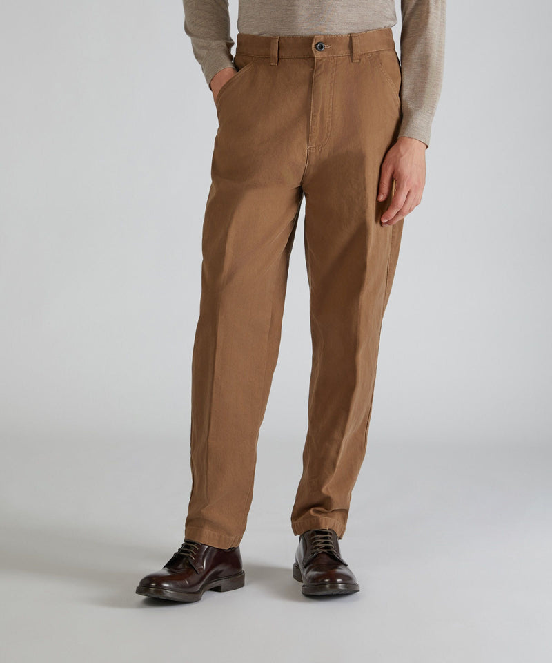 Slowear Pantalone carrot fit in chevron di cotone Italia