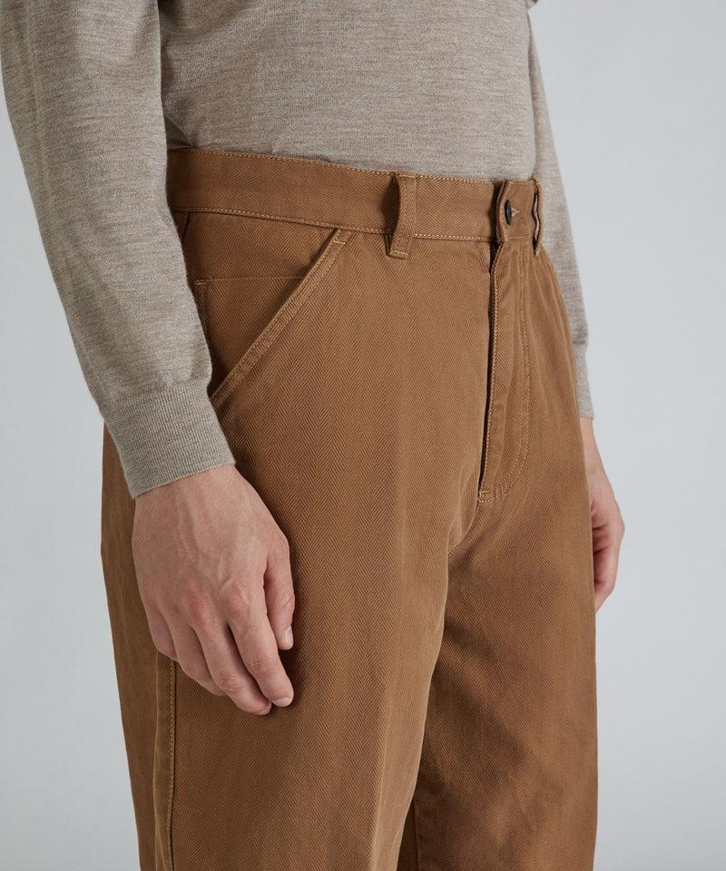 Slowear Pantalone carrot fit in chevron di cotone Italia