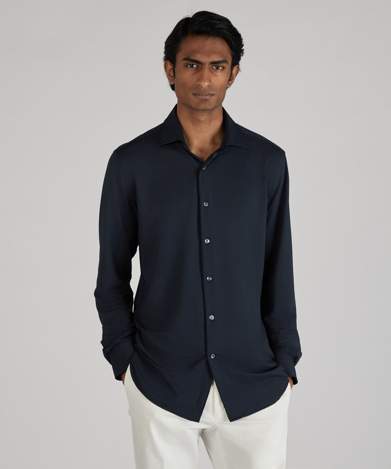 Slowear Camicia slim fit wash & wear in jersey tecnico Pezzi Unici