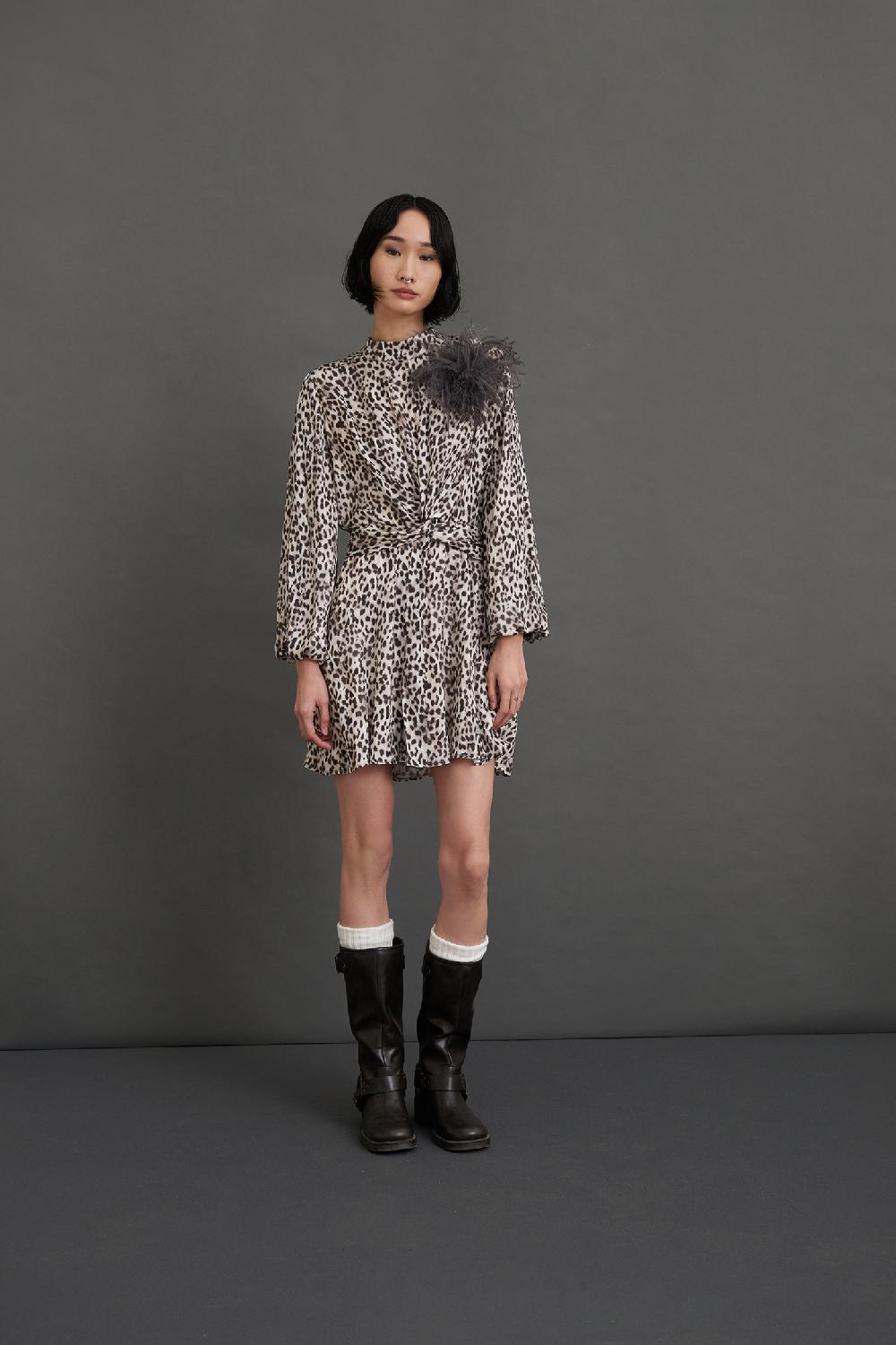 Soallure ABITO CORTO CON LUPETTO A FANTASIA LEOPARDATA Presa