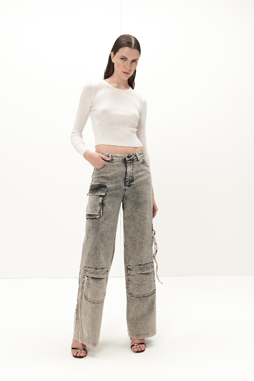 Soallure JEANS CARGO CON TASCHE Vendita Calda
