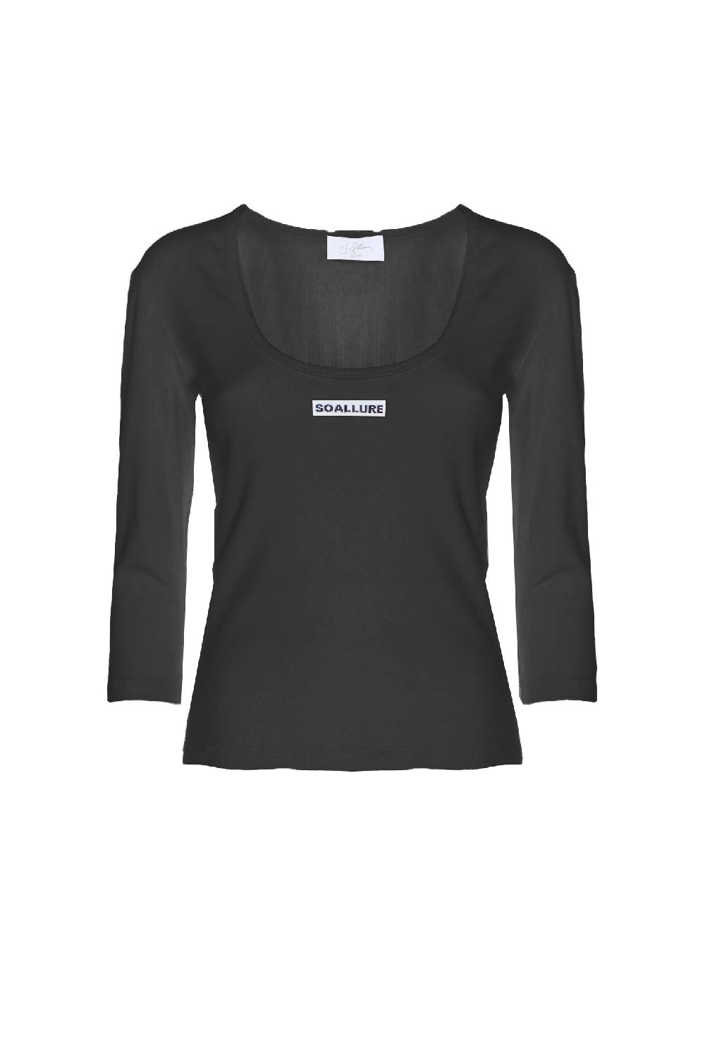 Soallure T-SHIRT BASIC MANICHE LUNGHE A COSTINE IN JERSEY Negozi Online