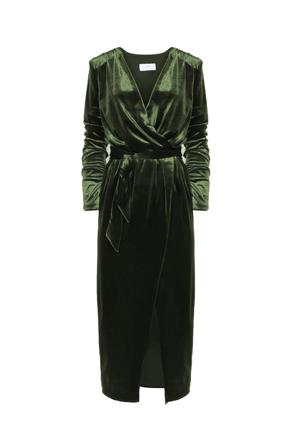 Soallure ABITO MIDI CON SCOLLO A INCROCIO IN VELLUTO Offerta